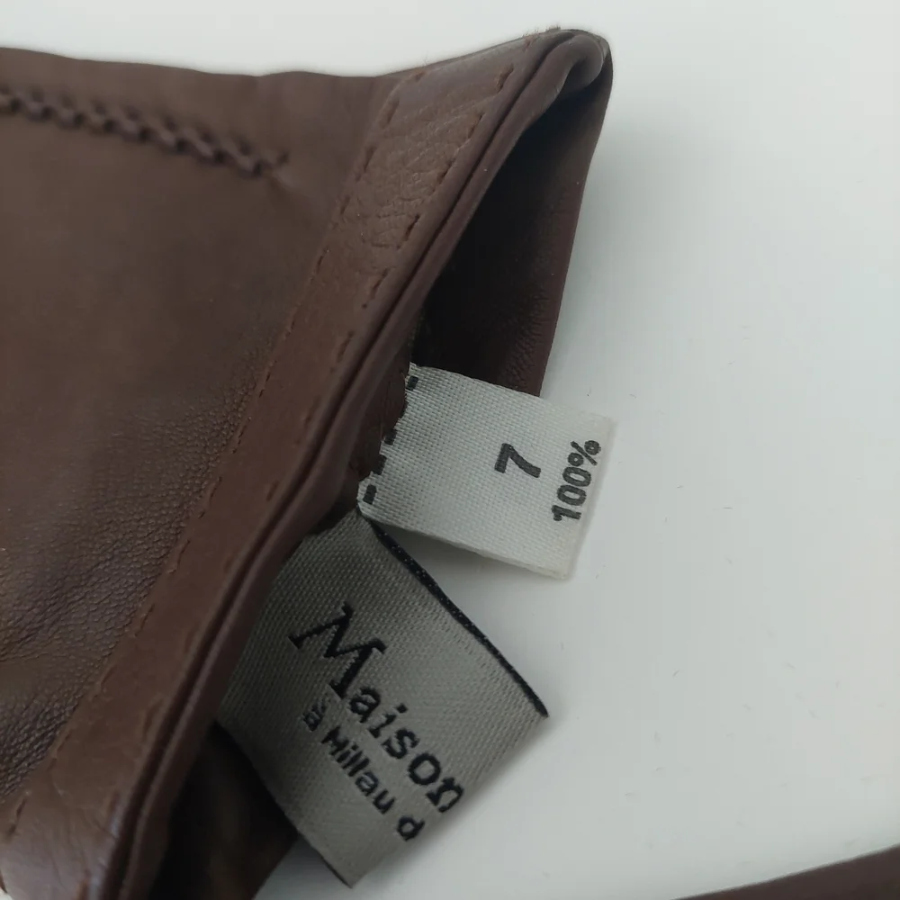 Maison Fabre Brown Leather Gloves